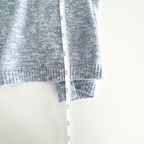 Lucky Brand Cardigan Duster Sweater Women's M Blue White Open Front Pockets - Picture 6 of 6